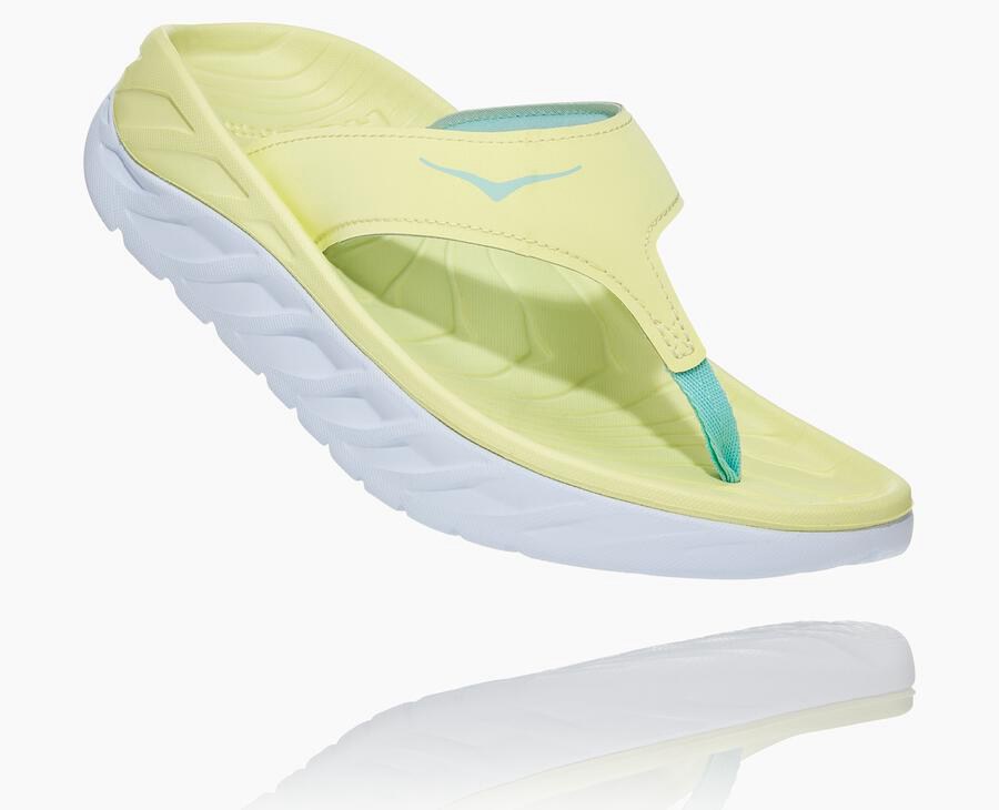 Hoka One One Ora Recovery Flip - Women's Sandals - Yellow/White - UK 846KZDHQS